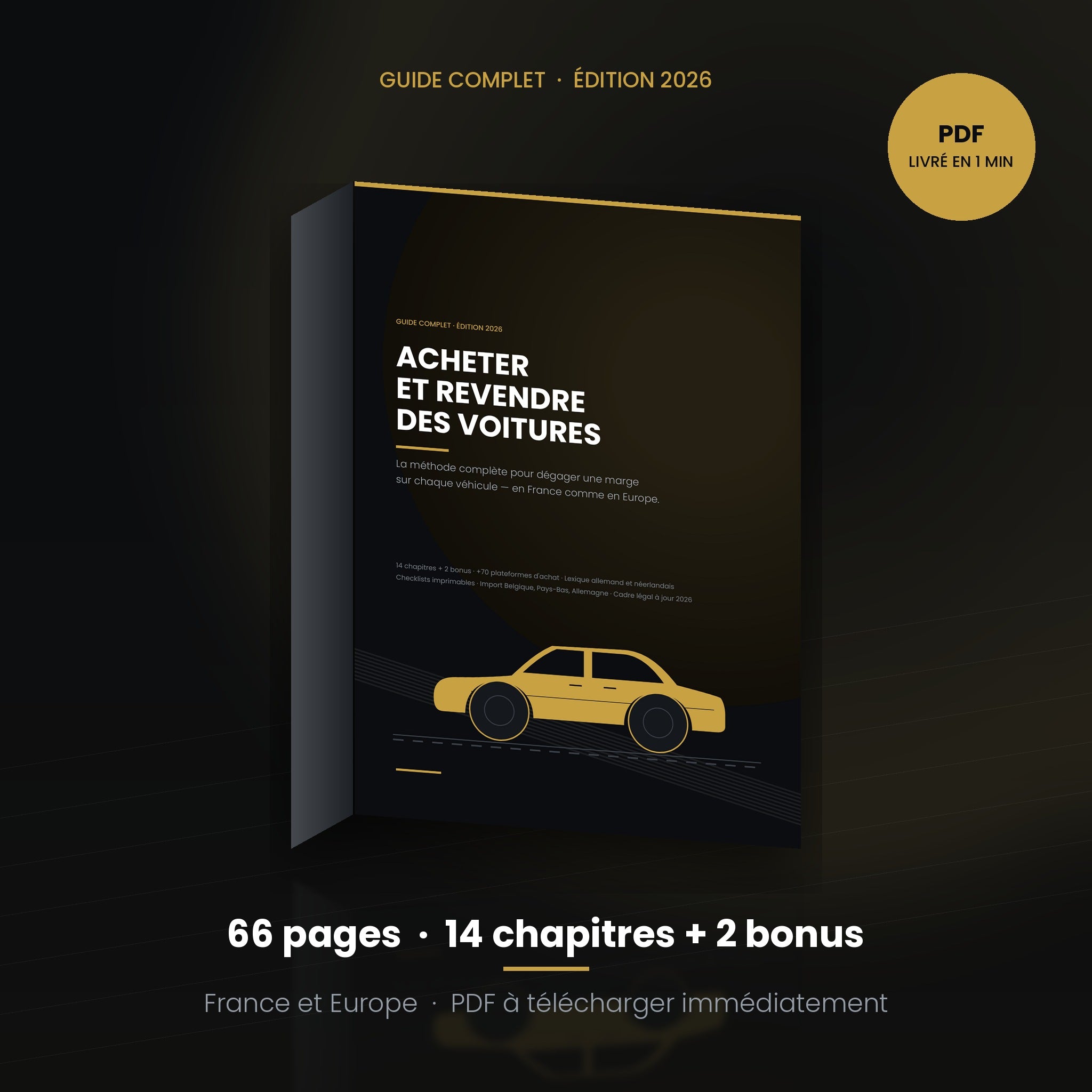 Couverture du guide « Acheter et revendre des voitures » — édition 2026, 66 pages