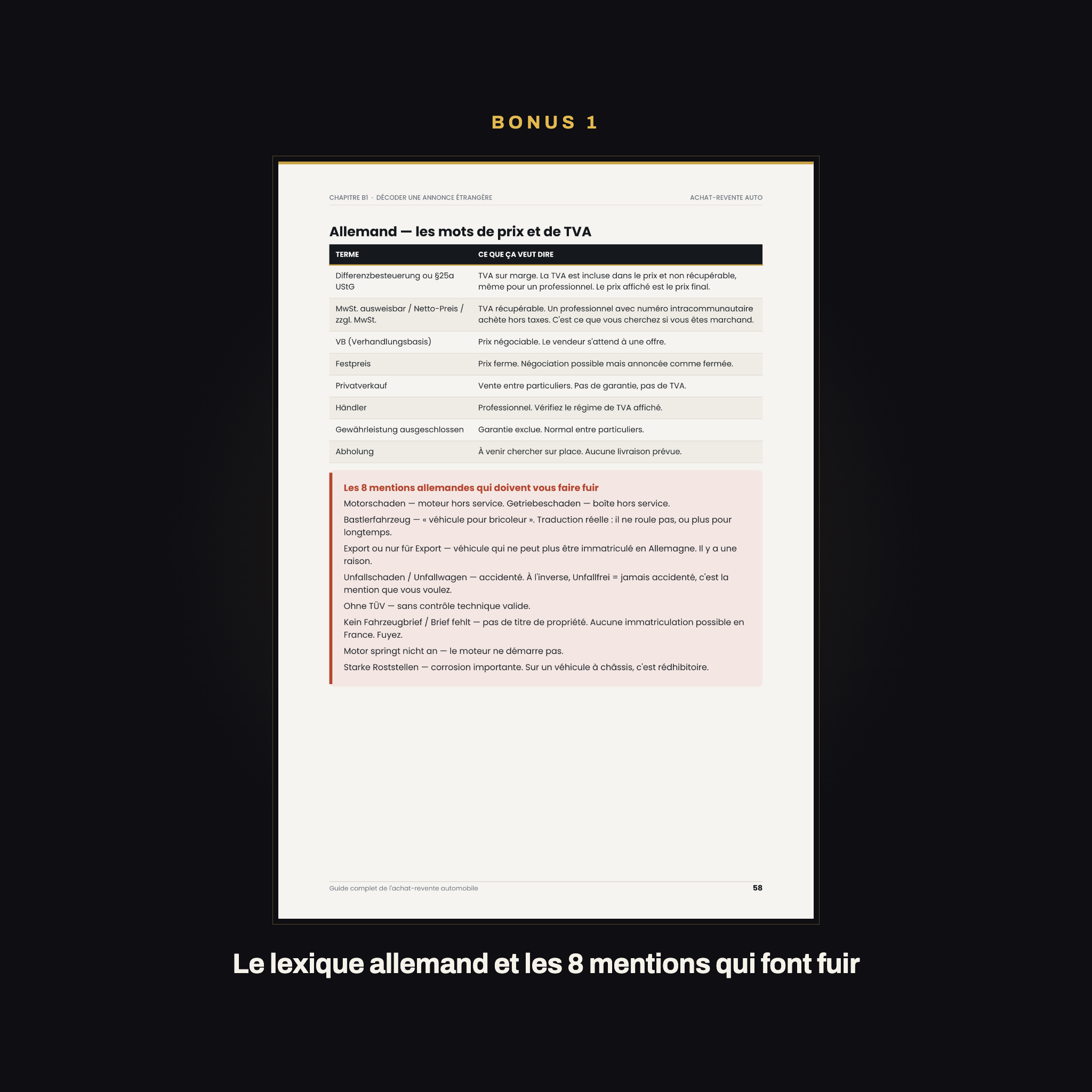 Page du guide : le lexique allemand et les 8 mentions qui doivent faire fuir une annonce